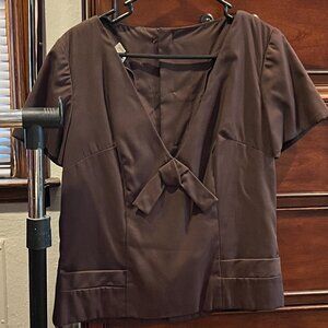 Vintage Blouse Brown with bow, button back